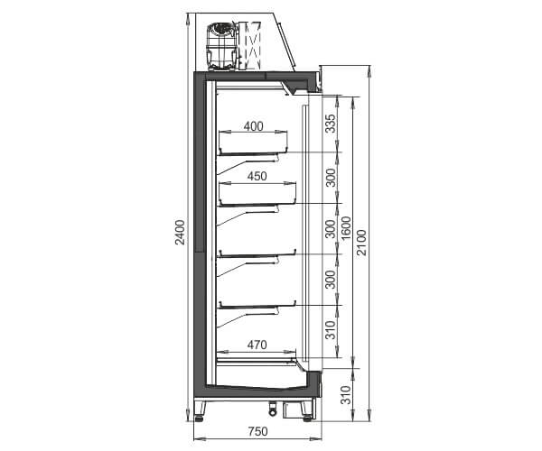 Низкотемпературный шкаф с энергоэффективными дверями Louisiana AV 075 LT D A Hitline