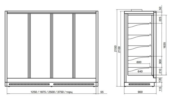 Холодильная витрина DAZZL Compass 090 H210