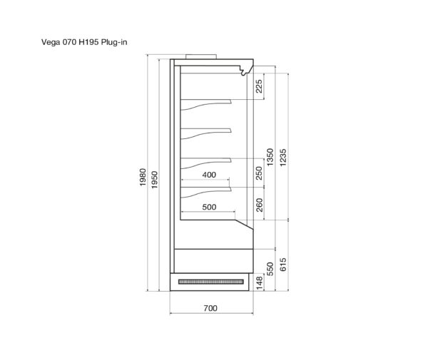 Холодильная витрина DAZZL Vega 070 H195 Plug-in