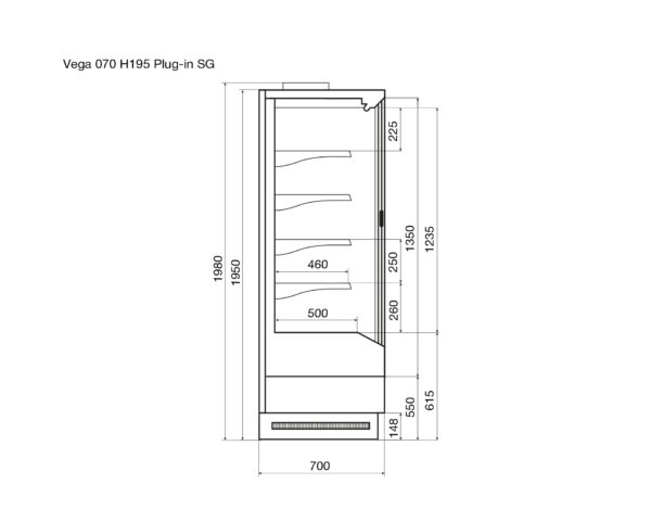Холодильная витрина DAZZL Vega SG 070 H195 Plug-in