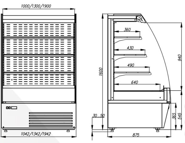 Пристенная холодильная горка Carboma F 16-08 VM 1,9-2 0200 тонированный cтеклопакет (1600/875 ВХСп-1,9)