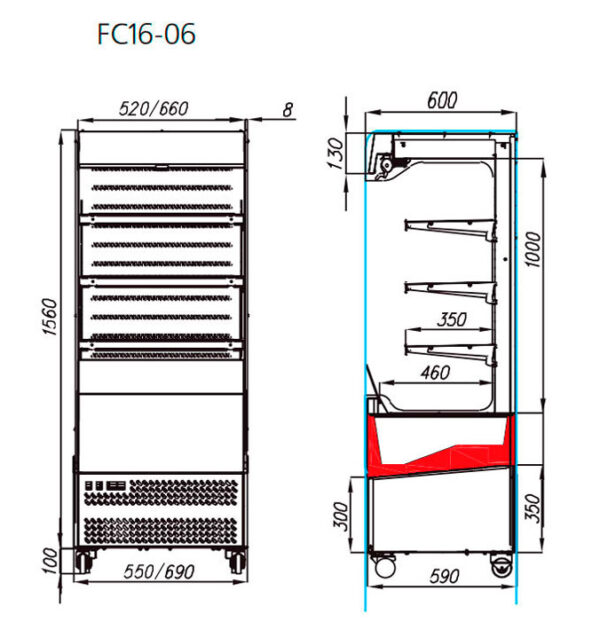Пристенная холодильная горка Carboma FC16-06 VM 0,7-2 0430