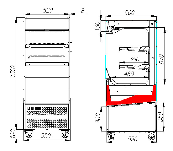 Пристенная холодильная горка Carboma FC14-06 VM 0,6-2 0430