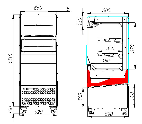 Пристенная холодильная горка Carboma FC14-06 VM 0,7-2 0430