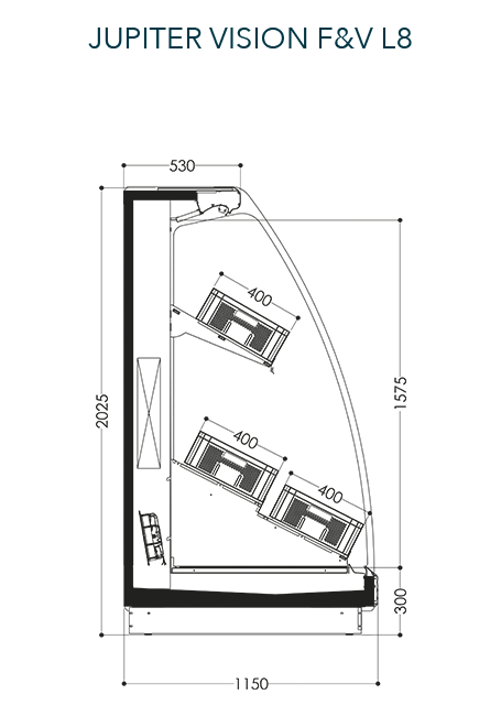 Высокая пристенная витрина JUPITER VSION и F&V
