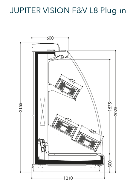 Высокая пристенная витрина JUPITER VSION и F&V